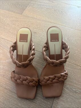 Dolce Vita Braided Double-Strap Slide Sandals — Brown